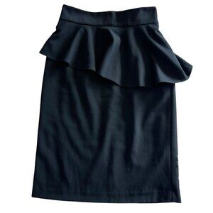 Classic Black PANIZ Pencil Skirt 4 Asymmetrical Peplum skirt Fitted Office Date